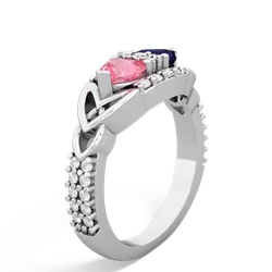 Lab Pink Sapphire Sparkling Celtic Knot 14K White Gold ring R2645