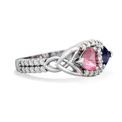 Lab Pink Sapphire Sparkling Celtic Knot 14K White Gold ring R2645