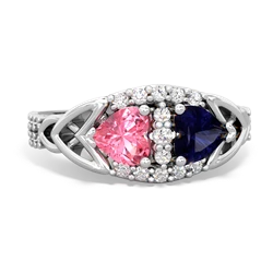 Lab Pink Sapphire Sparkling Celtic Knot 14K White Gold ring R2645