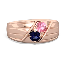 Lab Pink Sapphire Men's Streamline 14K Rose Gold ring R0460