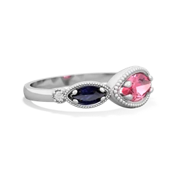 Lab Pink Sapphire Milgrain Marquise 14K White Gold ring R5700