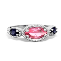 Lab Pink Sapphire Milgrain Marquise 14K White Gold ring R5700