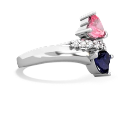 Lab Pink Sapphire Heart To Heart 14K White Gold ring R2064