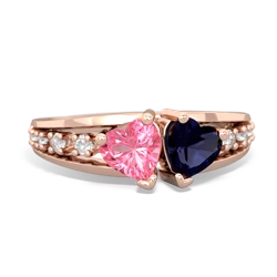 Lab Pink Sapphire Heart To Heart 14K Rose Gold ring R3342