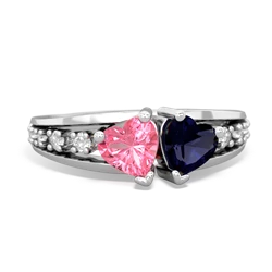 Lab Pink Sapphire Heart To Heart 14K White Gold ring R3342