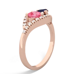 Lab Pink Sapphire Mother And Child 14K Rose Gold ring R3010