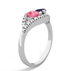 Lab Pink Sapphire Mother And Child 14K White Gold ring R3010