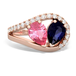 Lab Pink Sapphire Nestled Heart Keepsake 14K Rose Gold ring R5650