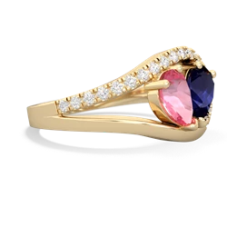 Lab Pink Sapphire Nestled Heart Keepsake 14K Yellow Gold ring R5650