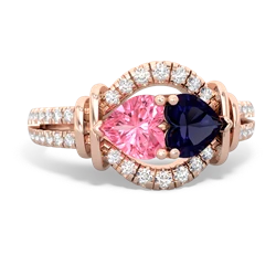 Lab Pink Sapphire Art-Deco Keepsake 14K Rose Gold ring R5630