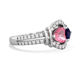 Lab Pink Sapphire Art-Deco Keepsake 14K White Gold ring R5630