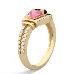 Lab Pink Sapphire Art-Deco Keepsake 14K Yellow Gold ring R5630