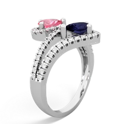 Lab Pink Sapphire Diamond Dazzler 14K White Gold ring R3000