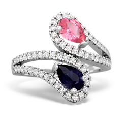 Lab Pink Sapphire Diamond Dazzler 14K White Gold ring R3000