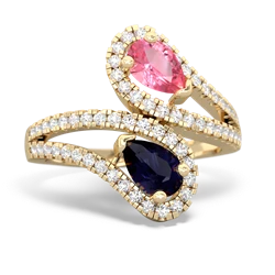 Lab Pink Sapphire Diamond Dazzler 14K Yellow Gold ring R3000