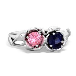 Lab Pink Sapphire Rose Garden 14K White Gold ring R5510