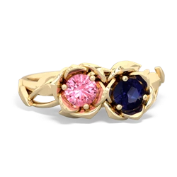 Lab Pink Sapphire Rose Garden 14K Yellow Gold ring R5510