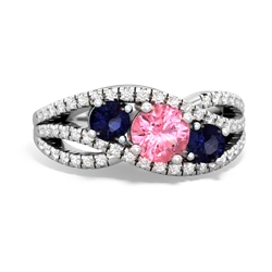 Lab Pink Sapphire Three Stone Aurora 14K White Gold ring R3080