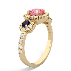 Lab Pink Sapphire Regal Halo 14K Yellow Gold ring R5350