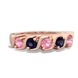 Lab Pink Sapphire Anniversary Band 14K Rose Gold ring R2089