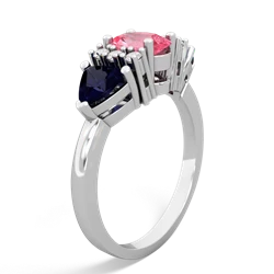 Lab Pink Sapphire Antique Style Three Stone 14K White Gold ring R2186