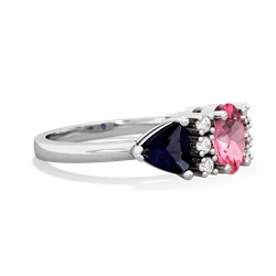 Lab Pink Sapphire Antique Style Three Stone 14K White Gold ring R2186