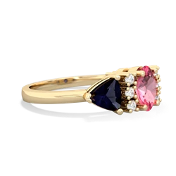 Lab Pink Sapphire Antique Style Three Stone 14K Yellow Gold ring R2186