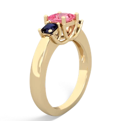 Lab Pink Sapphire Three Stone Trellis 14K Yellow Gold ring R4015