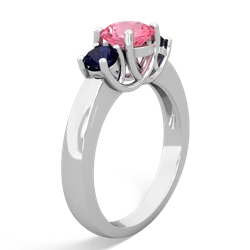 Lab Pink Sapphire Three Stone Round Trellis 14K White Gold ring R4018