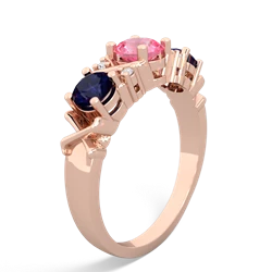 Lab Pink Sapphire Hugs And Kisses 14K Rose Gold ring R5016