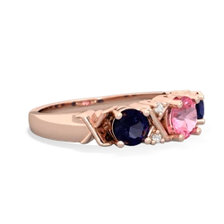 Lab Pink Sapphire Hugs And Kisses 14K Rose Gold ring R5016