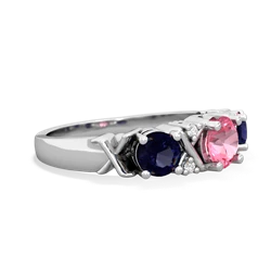 Lab Pink Sapphire Hugs And Kisses 14K White Gold ring R5016