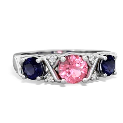 Lab Pink Sapphire Hugs And Kisses 14K White Gold ring R5016