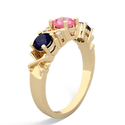 Lab Pink Sapphire Hugs And Kisses 14K Yellow Gold ring R5016