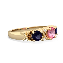 Lab Pink Sapphire Hugs And Kisses 14K Yellow Gold ring R5016