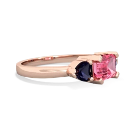 Lab Pink Sapphire Three Stone 14K Rose Gold ring R5235