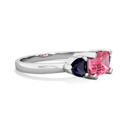 Lab Pink Sapphire Three Stone 14K White Gold ring R5235