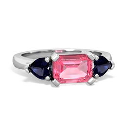 Lab Pink Sapphire Three Stone 14K White Gold ring R5235