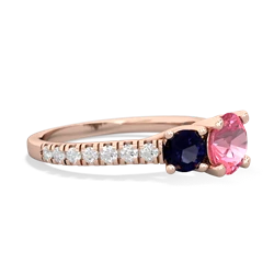 Lab Pink Sapphire Pave Trellis 14K Rose Gold ring R5500