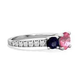 Lab Pink Sapphire Pave Trellis 14K White Gold ring R5500