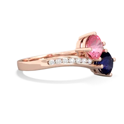 Lab Pink Sapphire Channel Set Two Stone 14K Rose Gold ring R5303