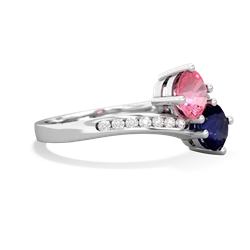 Lab Pink Sapphire Channel Set Two Stone 14K White Gold ring R5303