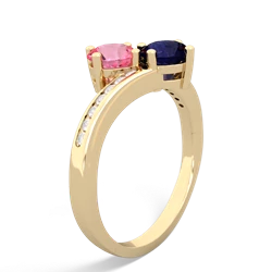 Lab Pink Sapphire Channel Set Two Stone 14K Yellow Gold ring R5303