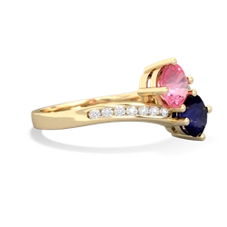 Lab Pink Sapphire Channel Set Two Stone 14K Yellow Gold ring R5303