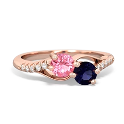 Lab Pink Sapphire Infinity Pave Two Stone 14K Rose Gold ring R5285