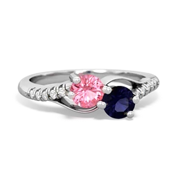 Lab Pink Sapphire Infinity Pave Two Stone 14K White Gold ring R5285