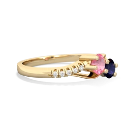 Lab Pink Sapphire Infinity Pave Two Stone 14K Yellow Gold ring R5285