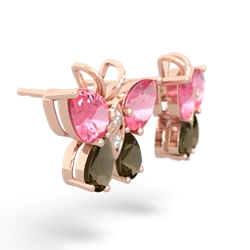 Lab Pink Sapphire Butterfly 14K Rose Gold earrings E2215