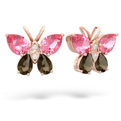 Lab Pink Sapphire Butterfly 14K Rose Gold earrings E2215