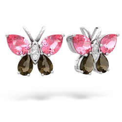 Lab Pink Sapphire Butterfly 14K White Gold earrings E2215